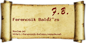 Ferencsik Balázs névjegykártya